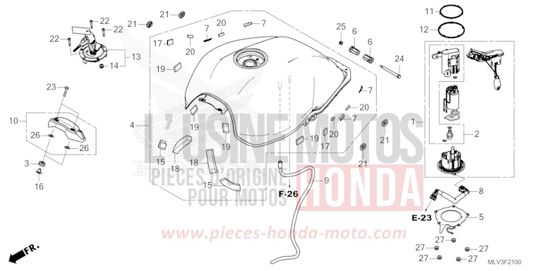 RESERVOIR A CARBURANT/POMPE A CARBURANT de CB1000F "Big One" GRAPHITE BLACK (NHB01) 2026